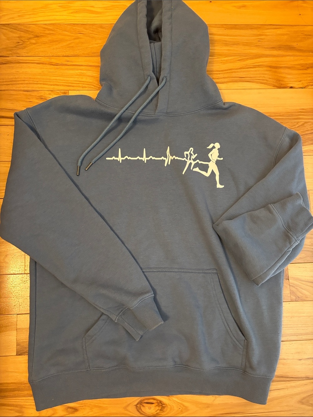Women’s Outrun the Dark Blue Pullover Hoodie Sweatshirt (size large)